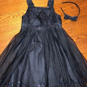 Black tulle sequin dress & headband size 5-6